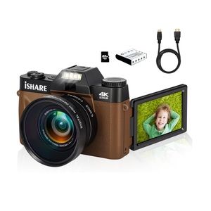 4K 48MP vlogging camera, 16x zoom, wide-angle, flip screen, Wi-Fi webcam